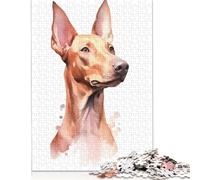 Puzzle da 1000 pezzi "Pharaoh Hound" ad acquerello, per adulti, difficoltà elevata, per rafforzare i rapporti tra i membri della famiglia, 1000 pezzi (38x26 cm)