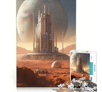 Puzzle da 1000 pezzi "Pianeta Rosso Marte - Paesaggio Urbano" gioco rompicapo rilassante e stimolante per l'intelletto regalo di compleanno regalo 38x26cm