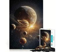 Puzzle da 1000 pezzi "Pianeti e anelli nello spazio profondo" per ragazzi, gioco stimolante per la mente, hobby tranquillo, taglio preciso, regalo stagionale (38x26cm)