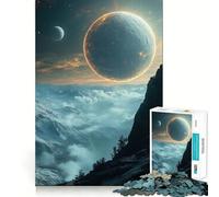 Puzzle da 1000 pezzi "Pianeti sopra montagne nebbiose" per adulti ideale per migliorare la memoria alleviare lo stress e creare un'esperienza di gioco gratificante perfetto come regalo di Natale