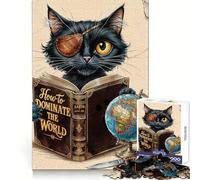 Puzzle da 1000 pezzi "Piano di dominio del gatto pirata" per adolescenti, facile da costruire, per il tempo libero, con taglio preciso, regalo di Babbo Natale (38x26cm)
