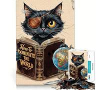 Puzzle da 1000 pezzi "Piano di dominio del gatto pirata" per adolescenti, facile da costruire, per il tempo libero, con taglio preciso, regalo di Babbo Natale (38x26cm)