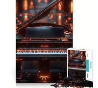 Puzzle da 1000 pezzi pianoforte a coda nero con tasti luminosi Gioco di precisione,stimola la mente,ideale per momenti di relax e come decorazione natalizia 38x26cm