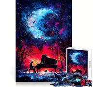 Puzzle da 1000 pezzi "Pianoforte sotto una luna cosmica" per adolescenti, gioco di logica, leggero e rilassante, taglio liscio, decorazione da parete (38x52cm)