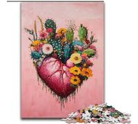 Puzzle da 1000 pezzi "Pianta a forma di cuore" per adulti e ragazzi, gioco stimolante, ideale come regalo per tutta la famiglia (50x75cm)