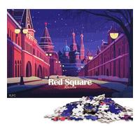 Puzzle da 1000 pezzi Piazza Rossa, Russia di notte Puzzle quadrato per adulti e bambini, gioco di puzzle in legno 1000 pezzi (75x50 cm)