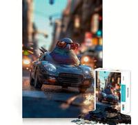 Puzzle da 1000 pezzi "Piccione in un'auto sportiva" per adolescenti, gioco di logica e rilassamento, con bordi sottili, da collezione (50x75cm)