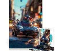 Puzzle da 1000 pezzi "Piccione in un'auto sportiva" per ragazzi, gioco di logica, gioco di gruppo, taglio di precisione, regalo pensato (38x52cm)