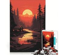Puzzle da 1000 pezzi "Piccola capanna nella foresta" gioco rilassante interazione genitore-figlio regalo per amici e familiari 38x26cm