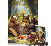 Puzzle da 1000 pezzi "Picnic degli orsi nel bosco" Taglio preciso Gioco creativo per stimolare la mente Gioco facile Decorazione natalizia (50x75cm)