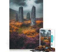 Puzzle da 1000 pezzi "Pietre erette in un paesaggio nebbioso" per adulti, marca Smart Reason Toy Group, con bordi lisci, opera d'arte 50x75cm