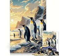 Puzzle da 1000 pezzi "Pinguini al tramonto" per adulti, giocattolo intelligente, ideale per la casa, con bordi affilati, perfetto per i desideri di Babbo Natale (50x75cm)
