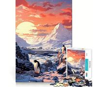 Puzzle da 1000 pezzi "Pinguini in un paesaggio montano innevato" per ragazzi, ideale per migliorare la memoria, facile da realizzare e per il tempo libero Decorazione murale di alta qualità (50x75cm)