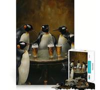 Puzzle da 1000 pezzi "Pinguini in una taverna con birra" per adulti Gioco interattivo e divertente, con ritagli precisi Dimensioni: 50x75cm