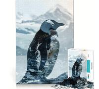 Puzzle da 1000 pezzi "Pinguino a doppia esposizione" per adulti, gioco di logica fine, divertente e silenzioso, bordi puliti, regalo memorabile (50x75cm)