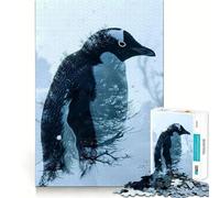 Puzzle da 1000 pezzi "Pinguino a doppia esposizione" per adulti, ideale come regalo, gioco di logica, attività per momenti di condivisione, design elegante e sorpresa di compleanno (38x26cm)
