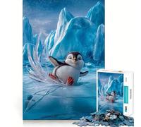 Puzzle da 1000 pezzi "Pinguino che scivola sul ghiaccio" per adulti e ragazzi, gioco di logica, divertimento rilassante, bordi netti, regalo memorabile (50x75cm)