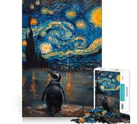 Puzzle da 1000 pezzi "Pinguino nella notte stellata" per adulti e ragazzi, rompicapo rilassante, attività artistica da assemblare, regalo premuroso (38x26cm)
