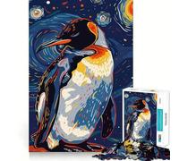 Puzzle da 1000 pezzi "Pinguino nella notte stellata" per ragazzi, gioco di logica, attività per rafforzare lo spirito di squadra, regalo memorabile (38x26cm)
