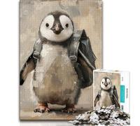 Puzzle da 1000 pezzi "Pinguino viaggiatore" per adolescenti, regalo per antistress, sfida difficile, migliora l'amore tra coppie, 38x26cm