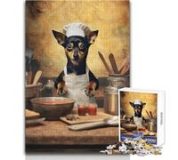 Puzzle da 1000 pezzi - Pinscher nano Chef Calmo Piacevole Tempo libero Divertimento Stretto Senza Cuciture Precisione Giocattolo Dimensioni 50x75cm