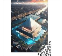Puzzle da 1000 pezzi "Piramide nella piazza di Amsterdam" per adulti e puzzle in legno per bambini, regali di Natale 1000 pezzi (75x50 cm)
