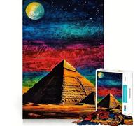 Puzzle da 1000 pezzi "Piramide sotto il cielo notturno" per adulti, sfida mentale, gioco da interno, taglio preciso, opera d'arte (38x26cm)