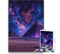 Puzzle da 1000 pezzi "Piramidi egizie sotto un cielo cosmico" per adolescenti, gioco educativo per lo sviluppo delle competenze, regalo perfetto per momenti speciali, dimensioni 50x75cm