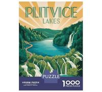 Puzzle Da 1000 Pezzi Plitvice Lakes Vintage Travel Puzzle Per Adulti Gioco Rompicapo Vacanza A Casa Ammazzare Il Tempo Offerta Come Regalo Per Tutta La Famiglia 52x38cm/1000pcs