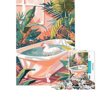 Puzzle da 1000 pezzi Pollo che fa il bagno in un ambiente tropicale Attività divertenti da fare in casa Decorazione per la casa Giochi educativi Adatto a persone dai 14 anni in su 38x26cm