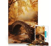 Puzzle da 1000 pezzi "Ponte di pietra autunnale sul ruscello" Taglio preciso Gioco stimolante per la mente Divertimento nel tempo libero Decorazione natalizia Regalo (50x75cm)