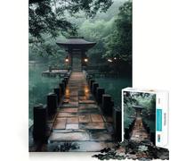 Puzzle da 1000 pezzi Ponte di pietra nella foresta nebbiosa per adulti, esercizio mentale, divertimento da costruire insieme, taglio di precisione, 38x26cm