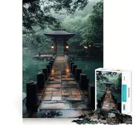 Puzzle da 1000 pezzi "Ponte di pietra nella foresta nebbiosa" per adulti, gioco di logica, per interni, taglio di precisione, regalo prezioso 38x52cm
