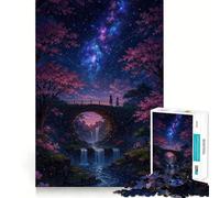 Puzzle da 1000 pezzi "Ponte romantico con cascata e cielo stellato" per adulti e ragazzi, gioco di logica e creatività, ideale per la casa e per divertirsi Taglio di qualità, regalo classico (50x75cm)