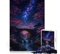 Puzzle da 1000 pezzi "Ponte romantico con cascata e cielo stellato" per adulti e ragazzi, gioco di logica e creatività, ideale per la casa e per divertirsi Taglio di qualità, regalo classico (50x75cm)