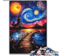 Puzzle da 1000 pezzi "Ponte sotto il cielo notturno" perfetto per adolescenti, per rafforzare i legami familiari, rompicapo e regalo fai da te per la casa, 50x75cm