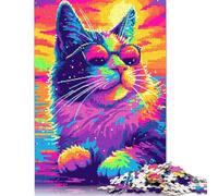 Puzzle da 1000 pezzi Pop Art Cat, per adulti, difficoltà elevata, per rafforzare i rapporti tra i membri della famiglia, 1000 pezzi (38x26 cm)