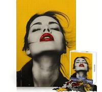 Puzzle da 1000 pezzi "Pop Yellow Woman Red Lips" per adulti, giocattolo intelligente, ideale per la casa, con bordi affilati, perfetto per i desideri di Babbo Natale (38x26cm)