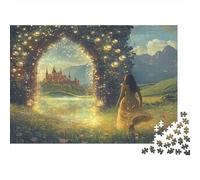 Puzzle da 1000 pezzi "Portale Magico Fantasy" con Lupo, Albero, Castello e Paesaggio, per adulti, giochi educativi, decorazione per la casa, difficile e stimolante, di compleanno, 70x50cm/1000pcs