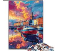 Puzzle da 1000 pezzi "Porto al tramonto" in cartone, gioco rompicapo, gioco interattivo per famiglie, adatto a tutte le età(26x38cm)