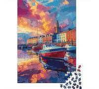 Puzzle da 1000 pezzi "Porto al tramonto" per adulti, regalo di Halloween, puzzle per adulti, decorazioni e regali unici per la casa, 1000 pezzi (38x26 cm)