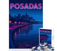 Puzzle da 1000 pezzi Posadas Paesaggio urbano di notte Giocattoli antistress Ottimo regalo per giochi Gioco impossibile Allena il tuo cervello e le tue mani Dimensioni 50x75cm