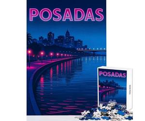 Puzzle da 1000 pezzi Posadas Paesaggio urbano di notte Giocattoli antistress Ottimo regalo per giochi Gioco impossibile Allena il tuo cervello e le tue mani Dimensioni 50x75cm