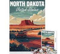 Puzzle da 1000 pezzi Poster del viaggio su strada nel Dakota del Nord Giocattoli fai da te Regali per donne e uomini per gioco educativo Migliora l'amore tra coppie Dimensioni 50x75cm