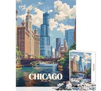 Puzzle da 1000 pezzi,poster dello skyline di Chicago,decorazione per la casa,giocattoli,ottimo regalo per giochi,gioco educativo,migliora l'amore tra coppie,dimensioni 50x75cm