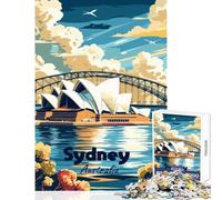 Puzzle da 1000 pezzi poster di viaggio dell'Opera di Sydney giocattolo decorazione da parete ottimo regalo per i giochi gioco pratico con poster abbinato e foglio di quiz dimensioni 38x52cm