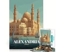 Puzzle da 1000 pezzi,poster di viaggio di Alessandria d'Egitto,decorazione pulita e adatta,gioco di abilità mentale,momento di relax,decorazione natalizia da parete (50x75cm)