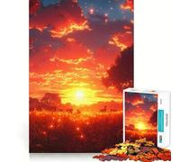 Puzzle da 1000 pezzi "Prato al tramonto con lucciole" per adolescenti, ideale per migliorare la memoria, rilassare la mente e creare opere d'arte di alta qualità 50x75cm