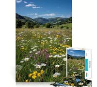 Puzzle da 1000 pezzi "Prato di fiori selvatici in una valle" per adolescenti,gioco di abilità mentale,taglio laser per un incastro perfetto,rilassante attività di gruppo al chiuso (38x52cm)