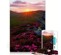 Puzzle da 1000 pezzi "Prato di montagna al tramonto" per adulti Gioco stimolante e divertente, taglio preciso, regalo speciale 38x52cm